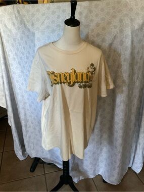 Disney Cream Short Sleeve Tee with Yellow Disneyland & Mickey Graphic